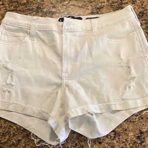 Hollister White Distressed Jean Shorts